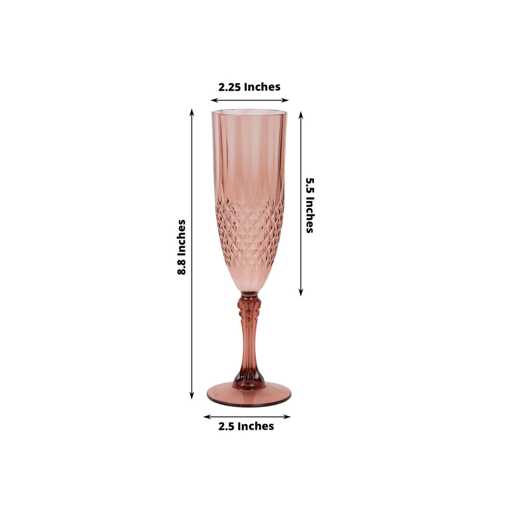 Dusty Rose Crystal Cut Champagne Glasses | eFavormart.com