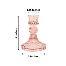 6 Pack Dusty Rose Glass Taper Candlestick Holders with Diamond Pattern