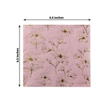 50 Pack Dusty Rose 2-Ply Paper Cocktail Napkins with Gold Outlined Flowers Print