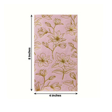 50 Pack Dusty Rose 2-Ply Paper Dinner Napkins with Gold Magnolia Flowers Print