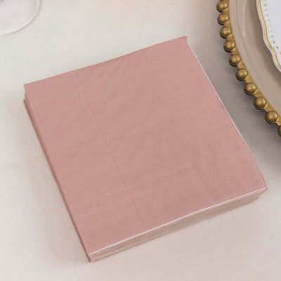 50-Pack Paper Beverage Napkins 2 Ply Dusty Rose 5"x5" - Soft Disposable Cocktail Napkins 18GSM
