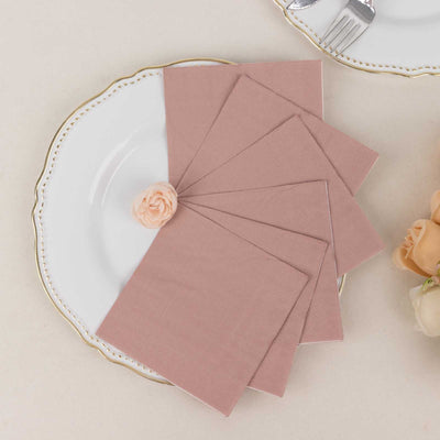 50-Pack Paper Beverage Napkins 2 Ply Dusty Rose 5"x5" - Soft Disposable Cocktail Napkins 18GSM