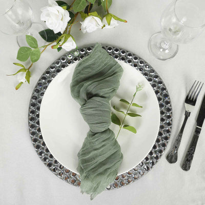 5 Pack Gauze Cheesecloth Napkins 24"x19" Dusty Sage Green - Reusable Boho Dinner Napkins