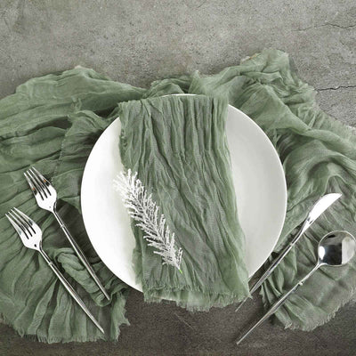 5 Pack Gauze Cheesecloth Napkins 24"x19" Dusty Sage Green - Reusable Boho Dinner Napkins