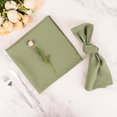 5 Pack Premium Polyester Napkins 20"x20" Dusty Sage Green - 220GSM Stain & Wrinkle Resistant Cloth Napkins