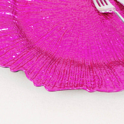 6-Pack Acrylic Plastic Charger Plates 13" Round Fuchsia Reef Design - Decorative Dinner Charger Tableware
