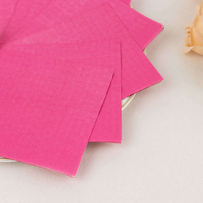 50-Pack Paper Beverage Napkins 2 Ply Fuchsia 5"x5" - Soft Disposable Cocktail Napkins 18GSM