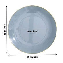 10 Inches Dusty Blue Round Plates With Gold Rim In Pack Of 10