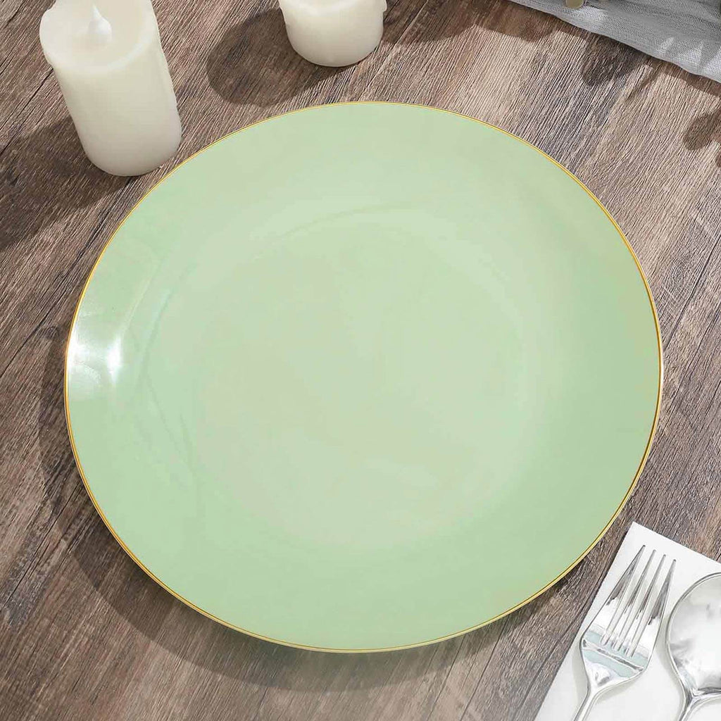 Glossy Sage Green Round Plastic Dinner Plates | eFavormart.com