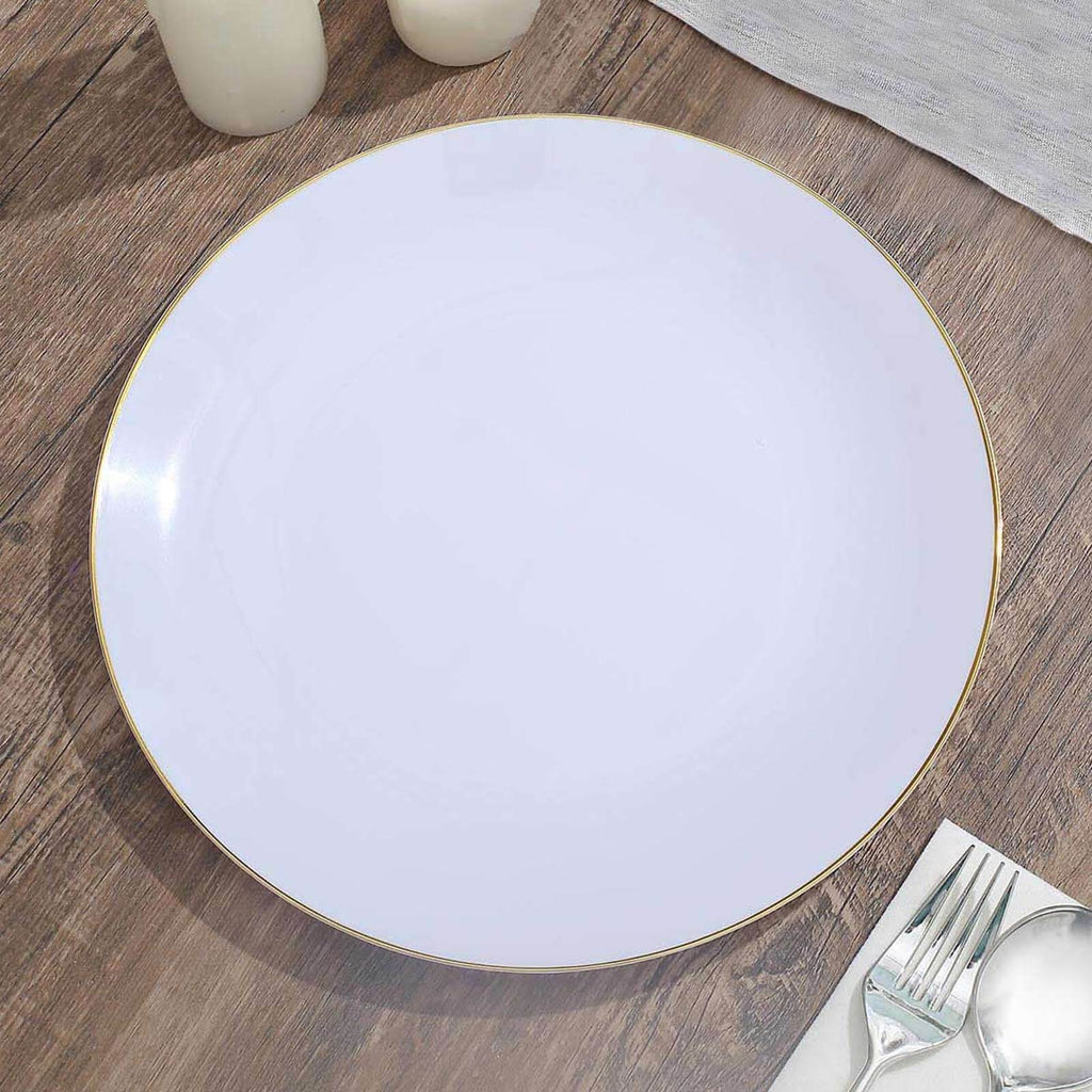 10-Pack Glossy White Round Plastic Plates | eFavormart.com