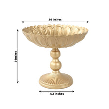 4 Pack Gold Metal Compote Pedestal Bowl Flower Vases in Vintage Floral Pattern, Decorative