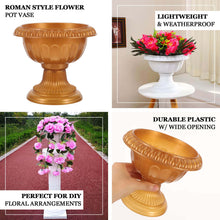 4 Pack Gold Roman Style Plastic Flower Pot Vases, Classic Urn Planter Floral Pedestal Vase Table