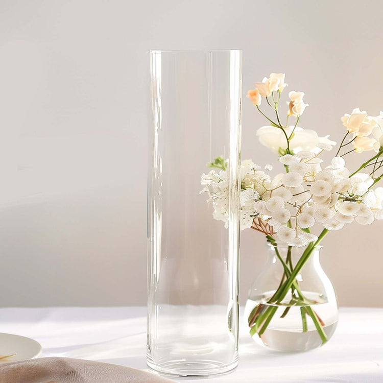 6 Round Heavy Duty Clear Cylinder Glass Vases 14 Inch Tall