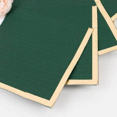 50-Pack Paper Beverage Napkins 2 Ply Hunter Emerald Green with Gold Foil Edge 5"x5" - Soft Disposable Cocktail Napkins 18GSM