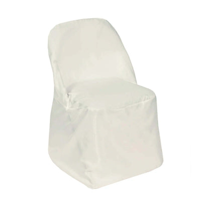 10 Pack Polyester Folding Chair Covers Ivory - Reusable Stain-Resistant Slipcovers