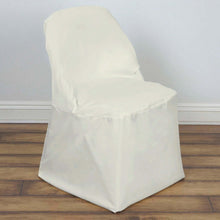 10 Pack Ivory Polyester Folding Chair Covers, Reusable Stain Resistant Slip On Chair Covers