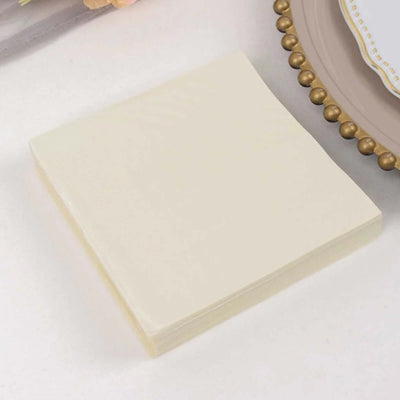 50-Pack Paper Beverage Napkins 2 Ply Ivory 5"x5" - Soft Disposable Cocktail Napkins 18GSM