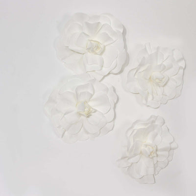 4 Pack Large White Real Touch Artificial Foam DIY Craft Roses 16"