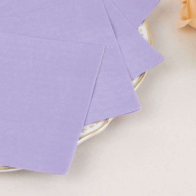 50-Pack Paper Beverage Napkins 2 Ply Lavender Lilac 5"x5" - Soft Disposable Cocktail Napkins 18GSM