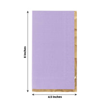 50 Pack Lavender Lilac Soft 2 Ply Dinner Paper Napkins with Gold Foil