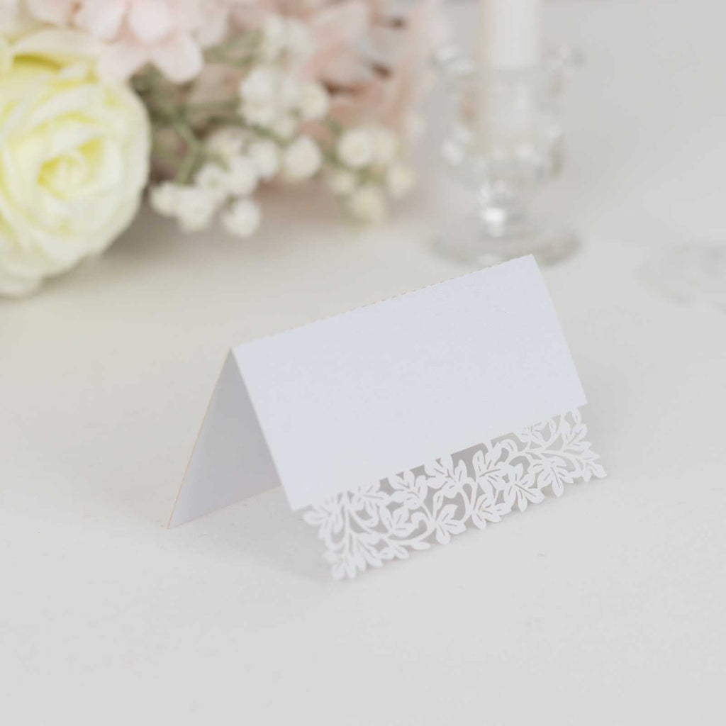 50-Pack White Leaf Vine Wedding Place Cards | eFavormart.com