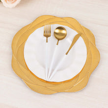 6 Pack Metallic Gold Acrylic Charger Plates With Ribbed Rose Pattern