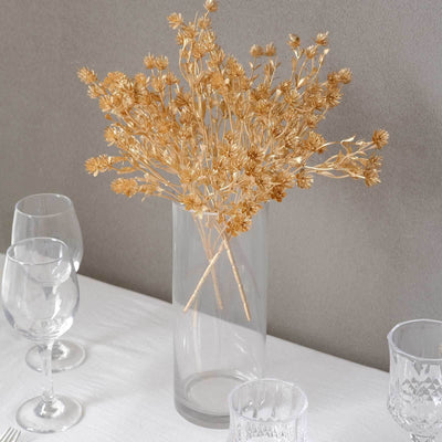 4-Pack Artificial Baby's Breath Flower Bouquet 13" Metallic Gold