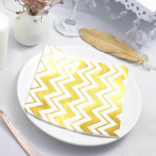 20 Pack Metallic Gold Chevron Cocktail Paper Dinner Napkins 3 Ply 