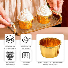 50 Pack Metallic Gold Foil Cupcake Liners, Dessert Baking Muffin Cake Cups - 3oz