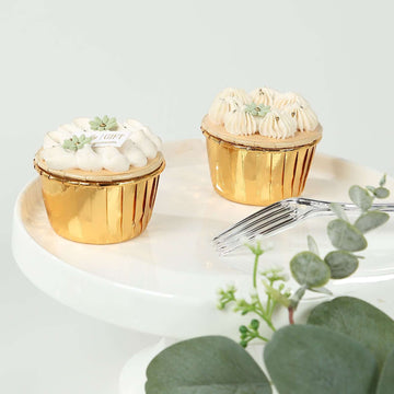 Elegant and Eye-Catching Presentation - Metallic Gold Foil Cupcake Liners