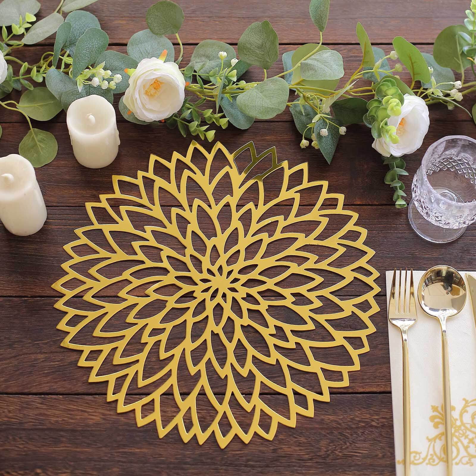 Gold Hibiscus Flower Placemats | eFavormart