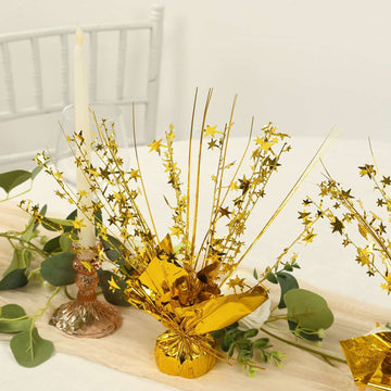 <span style="background-color:transparent;color:#111111;">Eye-Catching Elegance: Metallic Gold Star Foil Spray Centerpiece</span>