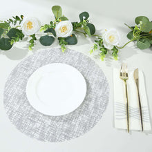 10 Pack Metallic Silver Glitter Mesh Round Placemats, 13inch Polyester Dining Table Mats