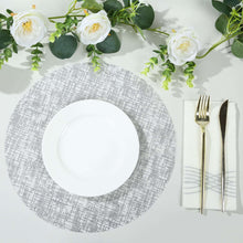 10 Pack Metallic Silver Glitter Mesh Round Placemats, 13inch Polyester Dining Table Mats