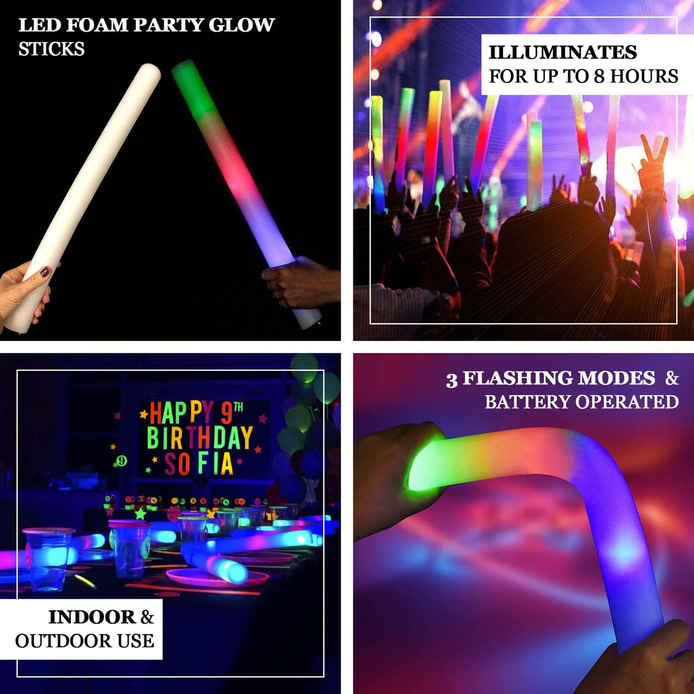 20-Pack Multicolor LED Foam Glow Sticks | eFavormart.com