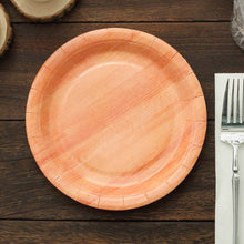 25 Pack | 7inch Natural Farmhouse Wood Grain Paper Dessert Plates