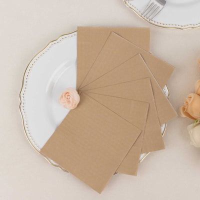 50-Pack Paper Beverage Napkins 2 Ply Natural 5"x5" - Soft Disposable Cocktail Napkins 18GSM