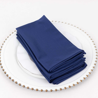 5 Pack Scuba Napkins 20"x20" Navy Blue - Wrinkle-Free & Reusable Cloth Napkins