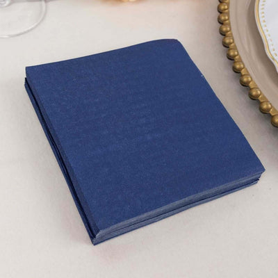 50-Pack Paper Beverage Napkins 2 Ply Navy Blue 5"x5" - Soft Disposable Cocktail Napkins 18GSM