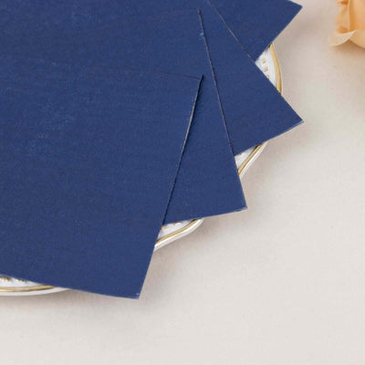50-Pack Paper Beverage Napkins 2 Ply Navy Blue 5"x5" - Soft Disposable Cocktail Napkins 18GSM