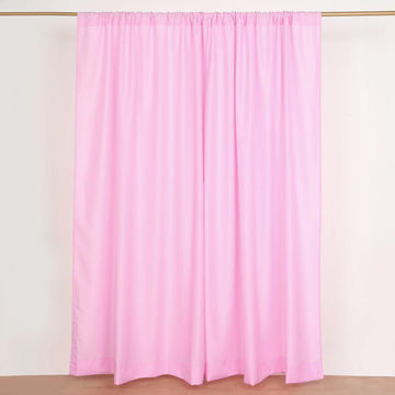 2 Pack Pink Polyester Backdrop Drape Curtains With Rod Pockets, Event Divider Panels 130GSM - 10ftx8ft