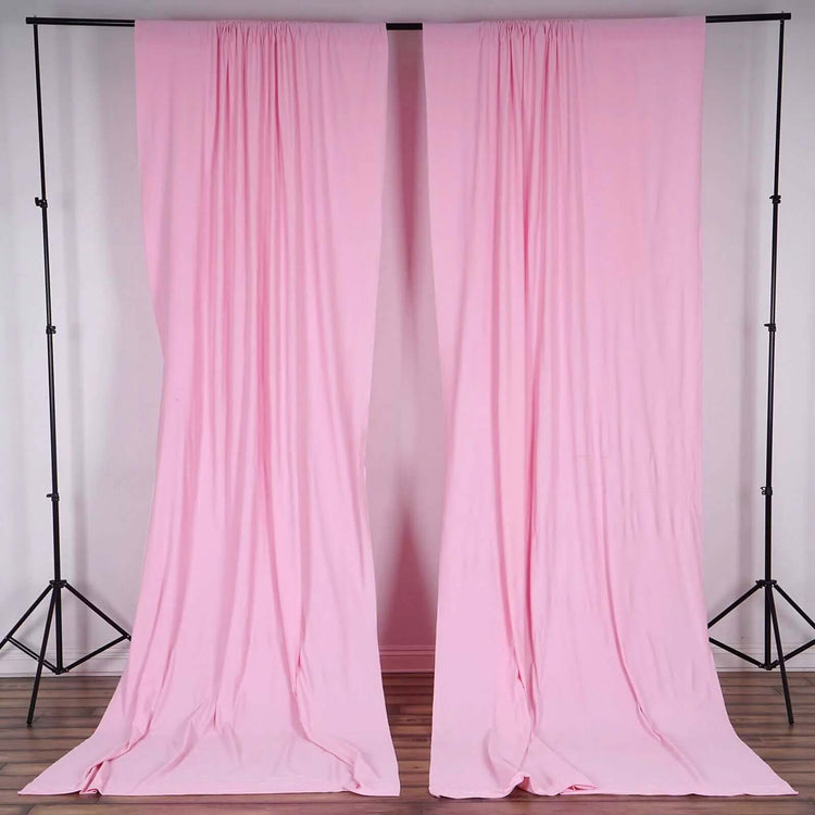 Pink Scuba Polyester Backdrop Drape Curtains, Durable Flame Resistant Event Divider Panels