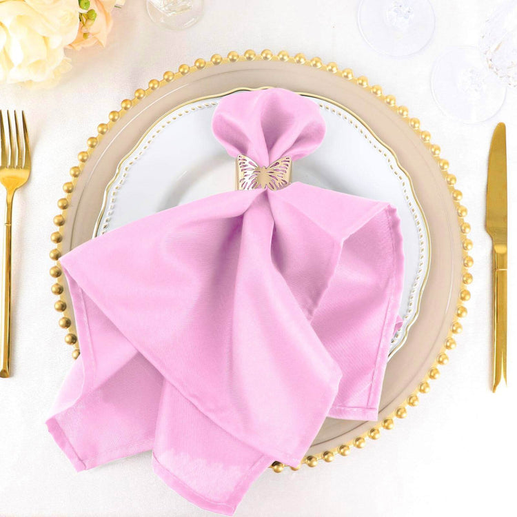 5 Pack | Pink Seamless Cloth Dinner Napkins, Reusable Linen | 20inchx20inch