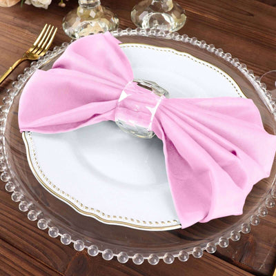 5 Pack Polyester Napkins 20"x20" Pink - Durable & Wrinkle Resistant Dinner Napkins