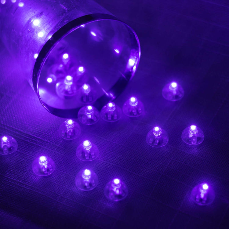 50 Pack Purple Round LED Balloon Lights, Waterproof Battery Operated Mini LED Balls