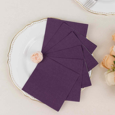 50-Pack Paper Beverage Napkins 2 Ply Purple 5"x5" - Soft Disposable Cocktail Napkins 18GSM