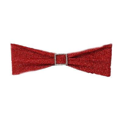 5 Pack Metallic Shimmer Tinsel Spandex Chair Sashes Red - Glittery Finish Stretch Chair Bands