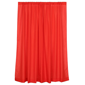2 Pack Red Polyester Backdrop Drape Curtains With Rod Pockets, Event Divider Panels 130GSM - 10ftx8ft