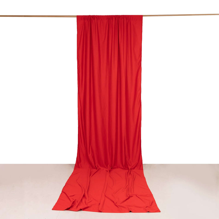 Red Scuba Polyester Backdrop Drape Curtain, Durable Flame Resistant Event Divider Panel Wrinkle