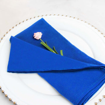 5 Pack Royal Blue Premium Polyester Cloth Napkins with Hemmed Edges, Reusable Dinner Napkins 20"x20 - 220GSM